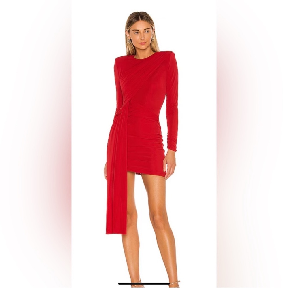 Michael Costello REVOLVE Vibrant Red Long Sleeve Dress